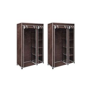 VIDAXL Garde-robe en tissu 2 pcs Marron - Publicité