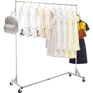 VEVOR Portant à Vêtements en Z Acier et Inox Porte-Vêtements à Base en Z avec 4 Roulettes Porte-Manteau Charge 136 kg Hauteur 160 cm 2 Crochets Rangement Vestiaire Chambre à Coucher Argent - Publicité