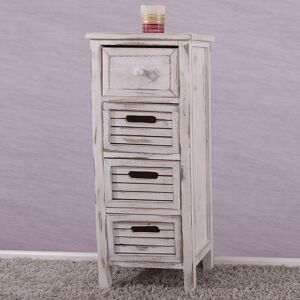 Mendler Commode / Table D'appoint / Armoire, 4 Tiroirs, 30x25x74cm, Shabby, Vintage Blanc - Publicité