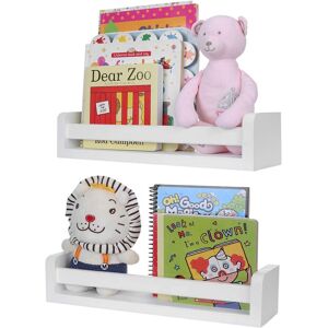 Blanc Blanc Etagere Murale Enfant Bibliotheque Étagère De Livres Bois Rangement Lot De 2 Etagere Flottante Pour Chambre, Bureau, Salle - Publicité