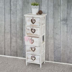 Mendler Commode / Table D'appoint Forli / Armoire, 5 Tiroirs, 86x29x25cm, Shabby, Vintage Blanc - Publicité