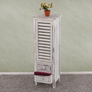 Mendler Commode / Armoire, 2 Tiroirs, 30x25x90cm, Shabby, Vintage Blanc - Publicité