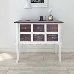 vidaXL Armoire De Console 6 Tiroirs Marron Et Blanc Bois - Publicité