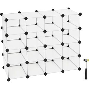 Blanc Meuble Rangement 15 Cubes, Lot De 15 Boîtes À Chaussures, Modulable, Étagère En Plastique, Rangement Chaussures, Pour Chambre, Bureau, 30 X 89,2 X 69,2 Cm, Blanc Lpc44s - Publicité