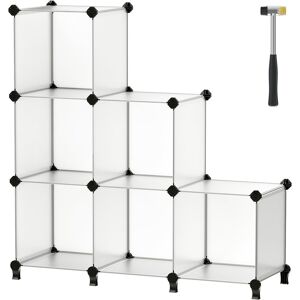 Blanc Étagère À 6 Compartiments, Meuble De Rangement Modulable En Plastiqueavc Pieds, Rangement Chaussures, Casiers 30 X 30 X 30 Cm, Salon, Chambre, Bureau, Avec Marteau, Blanc Lpc111s - Publicité