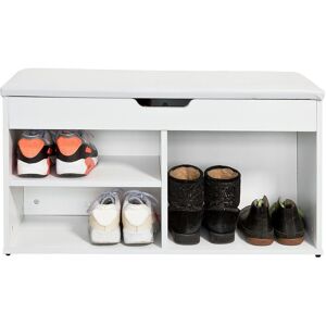 Sobuy® Fsr27-W Banc Commode À Bottes Chaussures Avec Coussin Rembourré Meuble D'entrée- Blanc - Publicité