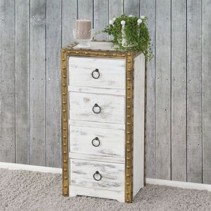 Mendler Commode Duran, Commode À Tiroirs, Armoire, 4 Tiroirs, Style Shabby, Vintage 70x33x26cm Blanc - Publicité