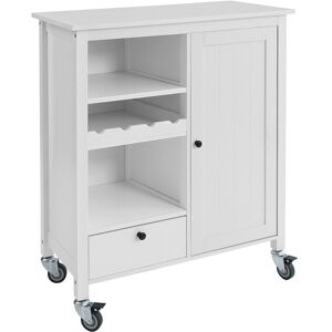 Sobuy Fkw104-W Desserte Roulante Meuble De Rangement À Roulettes Avec Portes-Bouteille, Blanc - Publicité