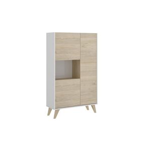 Vente-Unique Buffet Haut Kolyma - 3 Portes & 1 Niche - Coloris : Chêne & Blanc - Publicité