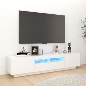 Vidaxl Meuble Tv Avec Lumières Led Blanc 180x35x40 Cm - Publicité