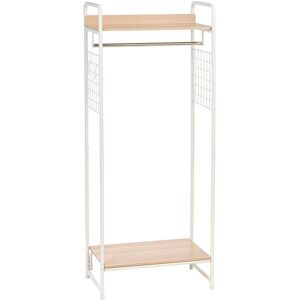 Iris Ohyama - Portant Penderie / Porte-Manteaux Avec Étagères Et Supports Accessoires En Bois Mdf Et Métal - Garment Rack Pi-B4 - Chêne Clair Et Blanc, 64 X 40 X 150 Cm - Publicité