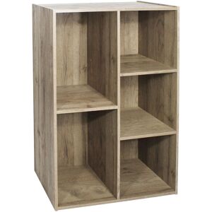 Iris Ohyama Étagère De Rangement 5 Casiers En Bois Mdf - Basic Wood Shelf Cx-23c - Chêne Brun Cendré, L60 X P29 X H87.9 Cm 531566 - Publicité