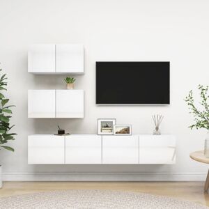 Vidaxl Ensemble De Meuble Tv 4 Pcs Blanc Brillant Aggloméré - Publicité