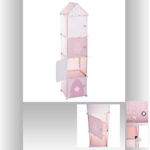 Paris Prix Colonne De Rangement "Château" 140cm Rose & Blanc - Publicité