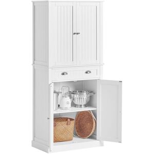 Sobuy Fsb44-W Armoire De Cuisine, Meuble De Rangement Cuisine, Buffet Placard Avec 4 Portes, 1 Tiroir Et Étagères Réglables, Pour Cuisine, Salle À Manger, Salon, Salle De Bain, Blanc - Publicité