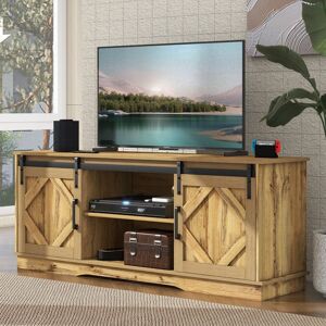 Meuble Tv Vintage Marron Avec 2 Portes Coulissantes,Étagères Réglables,6 Compartiments,Armoire Buffet Pour Salon Salle À Manger,150×40×60 Cm - Publicité