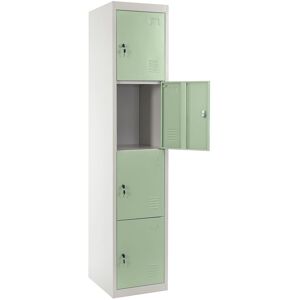 Caisson À Tiroirs Casier Rangement Bureau Quatre Portes Verrouillables 180x38x45cm En Métal Vert 04_0001649 - Publicité