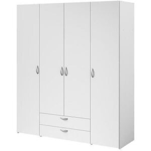 Armoire Varia - Décor Blanc - 4 Portes Battantes + 2 Tiroirs - L 160 X H 185 X P 51 Cm - Parisot - Publicité