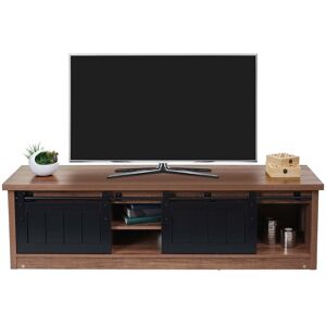 Mendler Rack Tv Hwc-K75, Table Tv, Portes Coulissantes, Compartiments De Rangement, Aspect Bois Métal Industriel 43x150x40cm Brun - Publicité