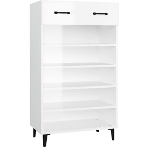 Vidaxl Armoire À Chaussures Blanc Brillant 60x35x105cm Bois Ingénierie - Publicité