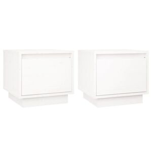 Vidaxl Tables De Chevet 2 Pcs Blanc 35x34x32 Cm Bois De Pin Solide - Publicité