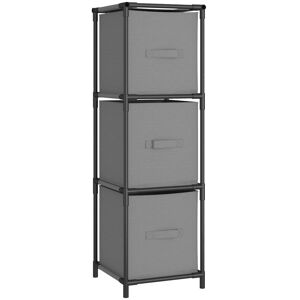 Vidaxl Armoire De Rangement 3 Tiroirs En Tissu Gris 34x34x101 Cm Acier - Publicité