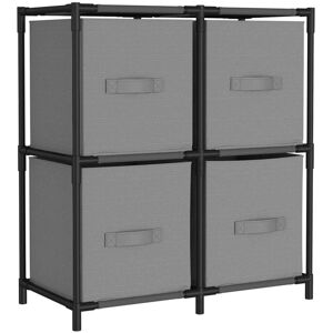 Vidaxl Armoire De Rangement 4 Paniers En Tissu Gris 63x30x71 Cm Acier - Publicité