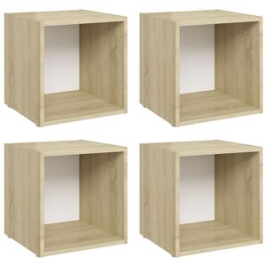 Vidaxl Meubles Tv 4 Pcs Blanc Et Chêne Sonoma 37x35x37 Cm Aggloméré - Publicité