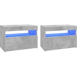 Vidaxl Meubles Tv Avec Lumières Led 2 Pcs Gris Béton 60x35x40 Cm - Publicité