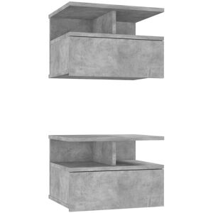 Vidaxl Tables De Chevet Flottantes 2 Pcs Gris Béton 40x31x27 Cm Aggloméré - Publicité