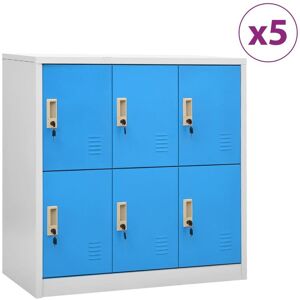 Vidaxl Armoires À Casiers 5 Pcs Gris Clair Et Bleu 90x45x92,5 Cm Acier - Publicité