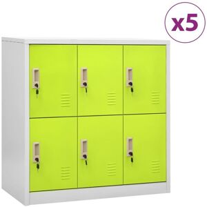 Vidaxl Armoires À Casiers 5 Pcs Gris Clair Et Vert 90x45x92,5 Cm Acier - Publicité