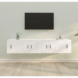 Vidaxl Ensemble De Meubles Tv 4 Pcs Blanc Brillant Bois D'ingénierie - Publicité