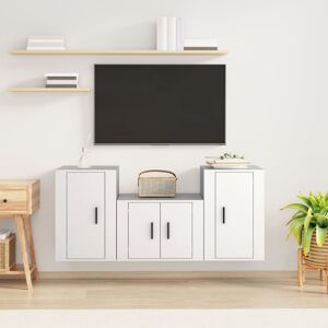 Vidaxl Ensemble De Meubles Tv 3 Pcs Blanc Bois D'ingénierie - Publicité