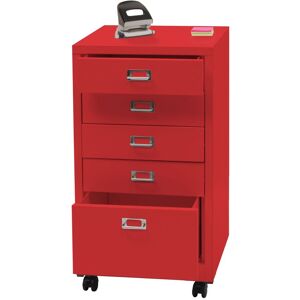 Mendler Caisson À Roulettes Hwc-L49, Armoire À Tiroirs Acier Armoire À Dossiers, Métal 75x40x41cm 5 Tiroirs Rouge - Publicité