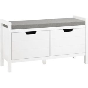 Sobuy Fsr63-W Banc De Rangement Meuble Bas Entrée Avec Coussin Rembourré Et 2 Portes, Meuble D'entrée Commode À Chaussure Banquette Confortable - Publicité