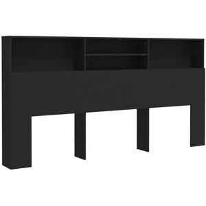 Tête De Lit Avec Rangement Accessoire De Lit Table De Chevet Étagère 200 X 19 X 103,5 Cm Mdf Noir Tdl0200017 - Publicité