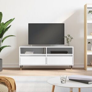 Vidaxl Meuble Tv Blanc Brillant 100x34,5x44,5 Cm Bois D'ingénierie - Publicité