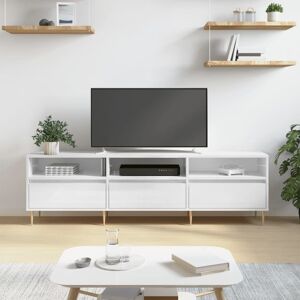 Vidaxl Meuble Tv Blanc Brillant 150x30x44,5 Cm Bois D'ingénierie - Publicité