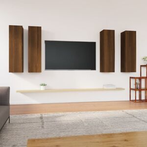 Vidaxl Meubles Tv 4 Pcs Chêne Marron 30,5x30x110 Cm Bois D'ingénierie - Publicité