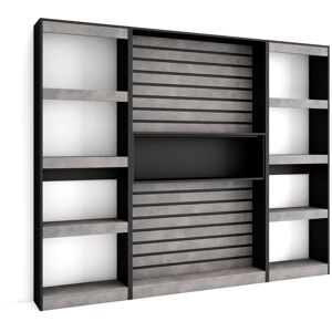 Skraut Home Étagère Bibliothèque, Étagère De Rangement, 230x186x25cm, Salon Salle À Manger Bureau, Salon, Bureau, Style Moderne, Ciment - Publicité