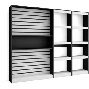 Skraut Home Étagère Bibliothèque, Étagère De Rangement, 230x186x25cm, Salon Salle À Manger Bureau, Salon, Bureau, Style Moderne, Blanc Et Noir - Publicité