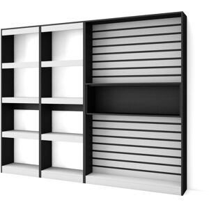 Skraut Home Étagère Bibliothèque, Étagère De Rangement, 230x186x25cm, Salon Salle À Manger Bureau, Salon, Bureau, Style Moderne, Blanc Et Noir - Publicité