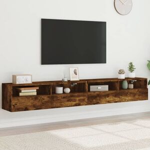 Vidaxl Meubles Tv Muraux 2pcs Chêne Fumé 100x30x30cm Bois D'ingénierie - Publicité