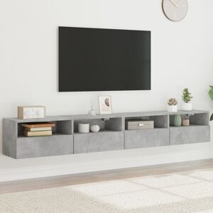 Vidaxl Meubles Tv Muraux 2pcs Gris Béton 100x30x30cm Bois D'ingénierie - Publicité