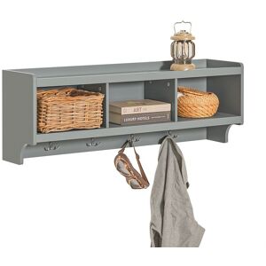 Sobuy Porte Manteau Mural, Étagère De Rangement, Meuble Entrée, Vestiaire Avec 3 Compartiments Et 4 Crochets Doubles, 100x25x35 Cm, Gris, Fhk28-Hg - Publicité