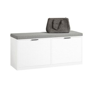 Sobuy Banc À Chaussures Banc D¿Entrée Banc De Couloir Armoire À Chaussures Avec 2 Abattants Meuble De Rangement Pour Entrée Avec Coussin Rembourré, 105 X 35 X 48 Cm, Blanc, Fsr147-W - Publicité