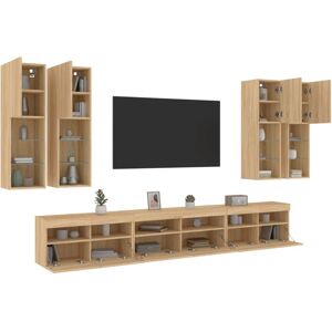 Vidaxl Ensemble De Meubles Tv Muraux 7pcs Et Lumières Led Chêne Sonoma - Publicité