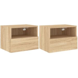 Vidaxl Meubles Tv Muraux 2 Pcs Chêne Sonoma 40x30x30cm Bois Ingénierie - Publicité