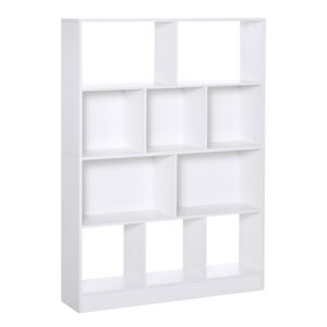 HOMCOM Étagère meuble de rangement bibliothèque design 5 étagères + 5 niches panneaux de particule 100 x 23,8 x 140 cm blanc